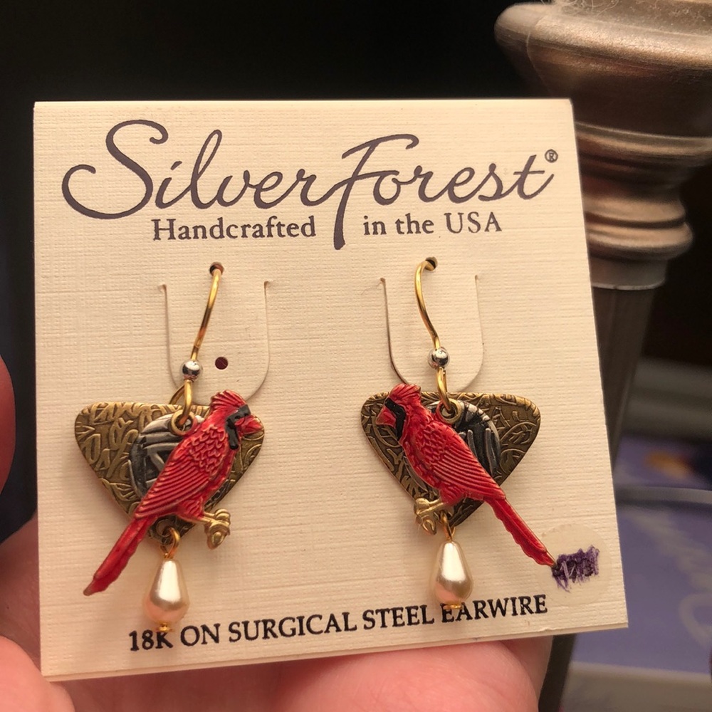 Cardinal earrings